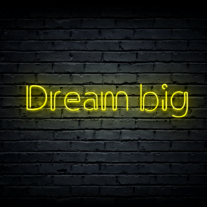 Led neono iškaba „Dream big”