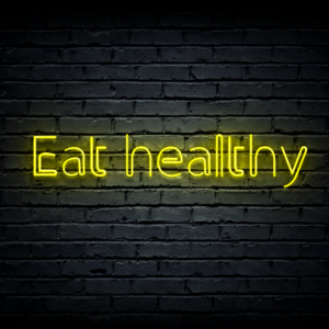 Led neono iškaba „Eat healthy“