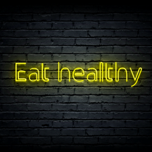 Led neono iškaba „Eat healthy”