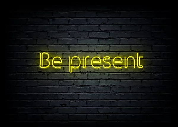 Led neono iškaba "Be present"