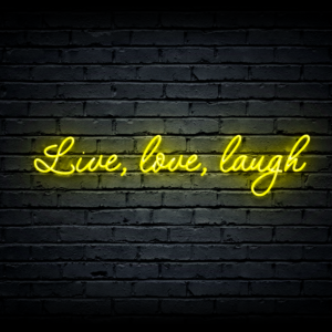 Led neono iškaba „Live, love, laugh”