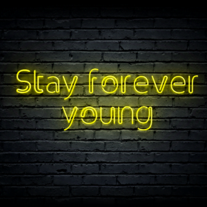 Led neono iškaba „Stay forever young”