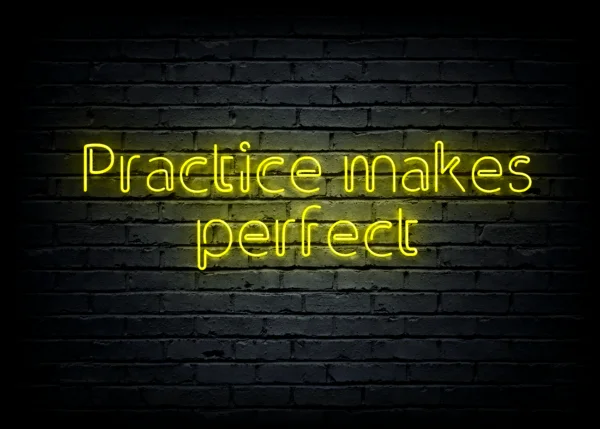 Led neon sign "Practices makes perfect"