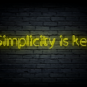 Led neono iškaba „Simplicity is key“