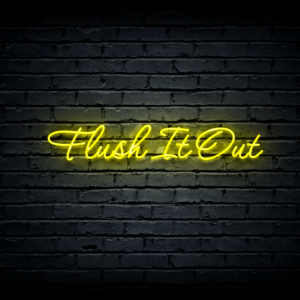 Led neono iškaba „Flush It Out”