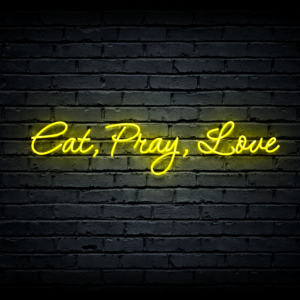 Led neono iškaba „Eat, Pray, Love”