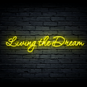 Led neono iškaba „Living the Dream”