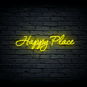 Led neono iškaba „Happy Place”