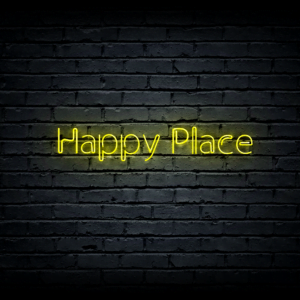 Led neono iškaba „Happy Place”