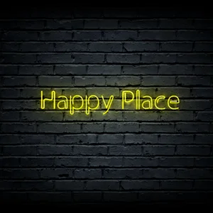 Led neono iškaba „Happy Place”