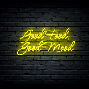 Led neono iškaba „Good Food, Good Mood”