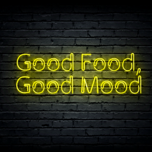 Led neono iškaba „Good Food, Good Mood”