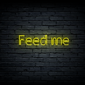 Led neono iškaba „Feed me”