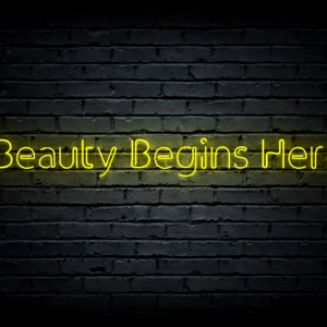 Led neono iškaba „Beauty Begins Here”