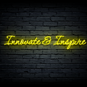 Led neono iškaba „Innovate & Inspire”