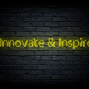 Led neono iškaba „Innovate & Inspire”