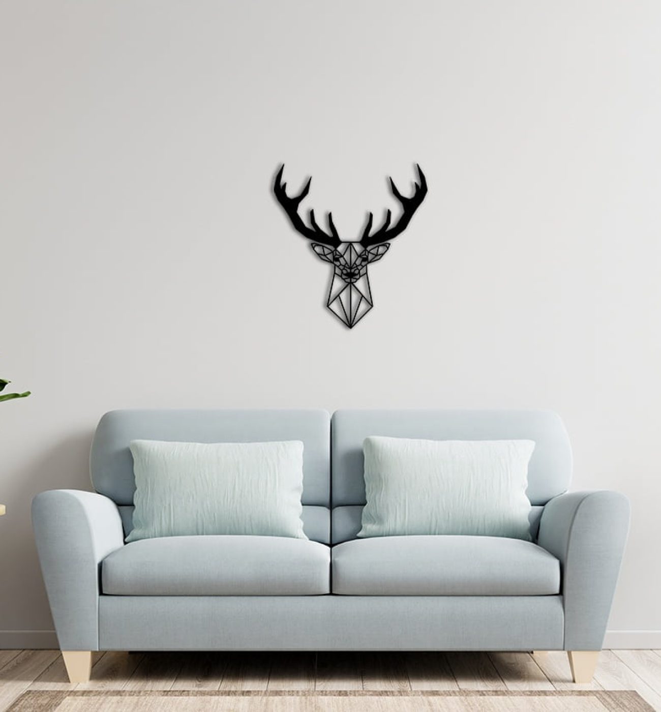 White wall living room have sofa and decoration. Sieninė dekoracija "ELNIAS"